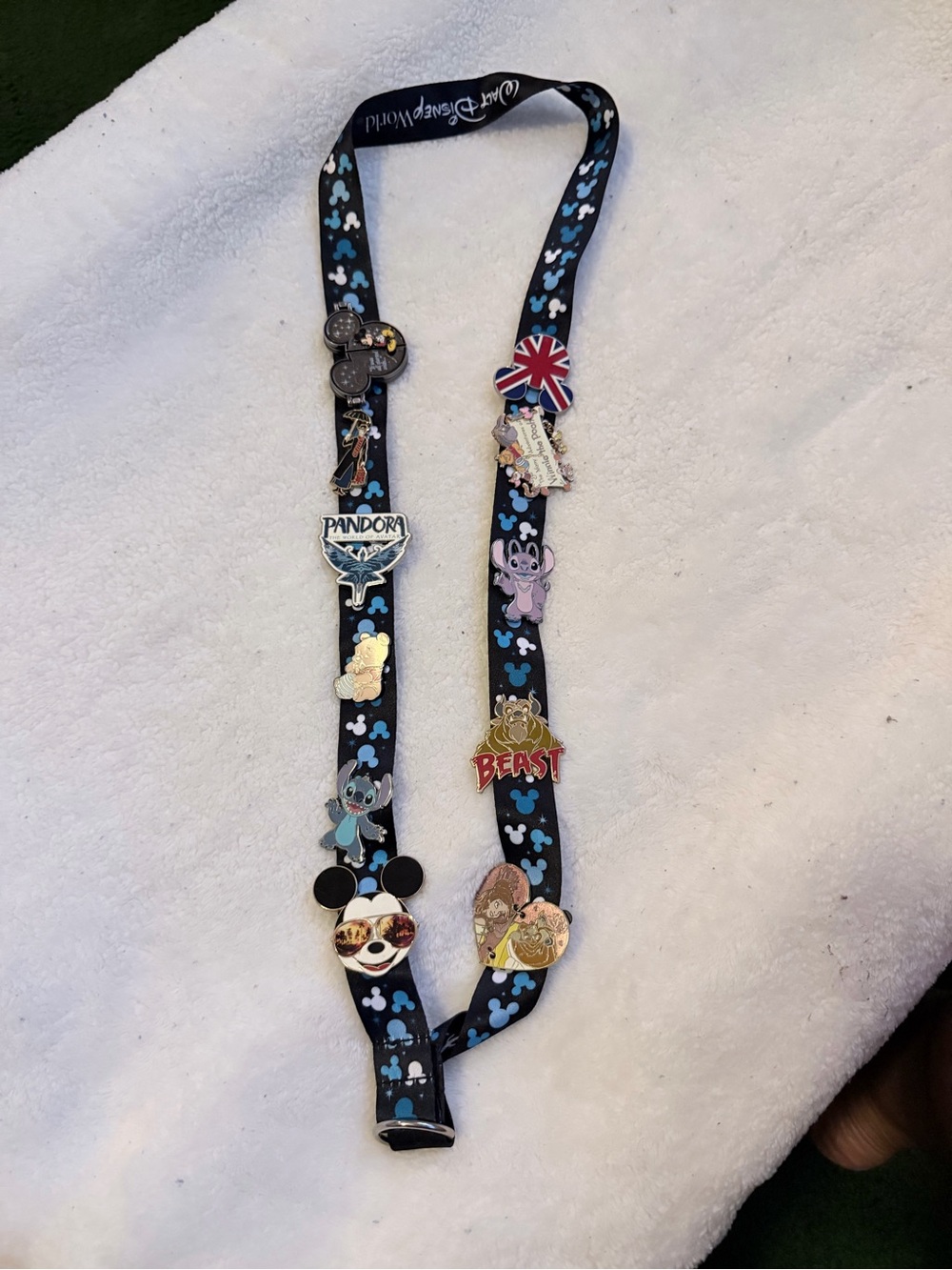 Disney Black and Blue Mickey Pattern Pin Lanyard